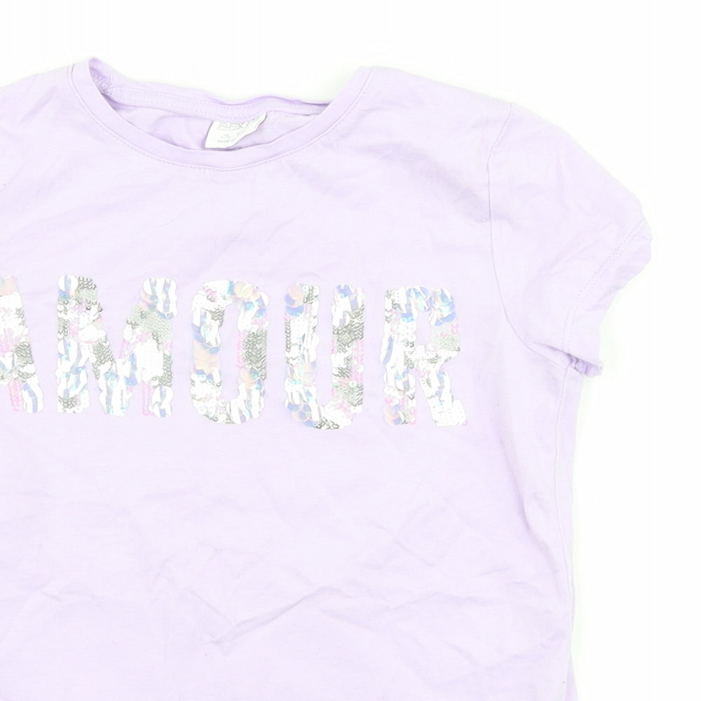 F&F Girls Purple   Basic T-Shirt Size 8-9 Years  - amour
