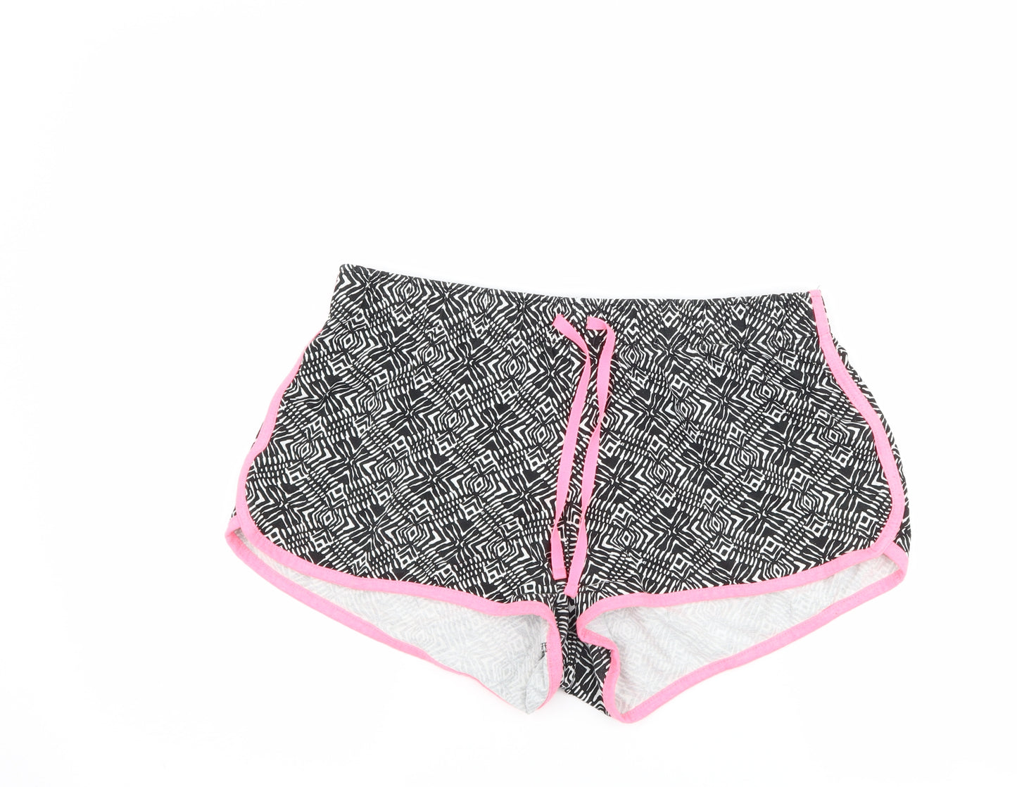 George Womens Black Geometric  Hot Pants Shorts Size 14