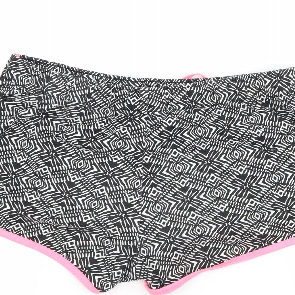 George Womens Black Geometric  Hot Pants Shorts Size 14