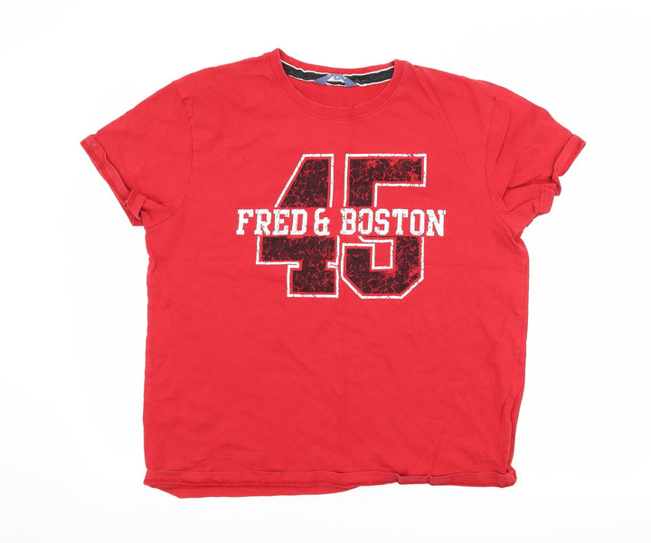 Fred & Boston Mens Red T-Shirt Size 2XL - graphic