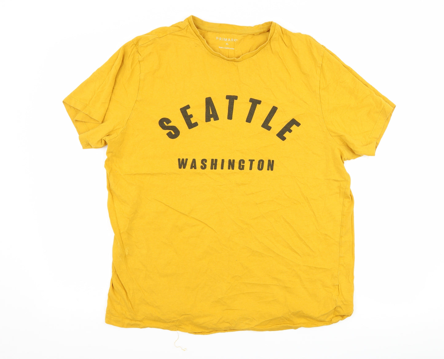 Primark Mens Yellow    T-Shirt Size XL  - seattle