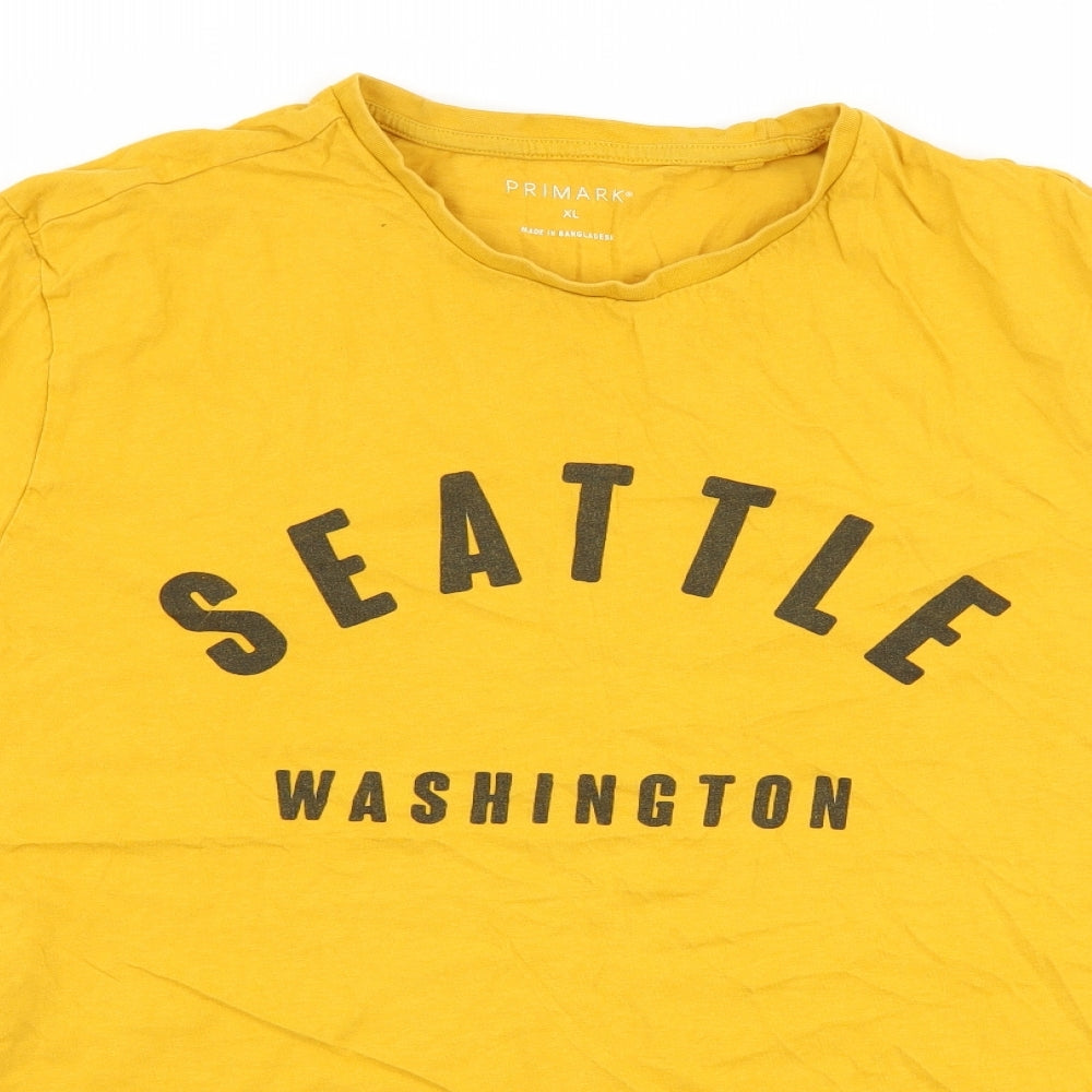 Primark Mens Yellow    T-Shirt Size XL  - seattle