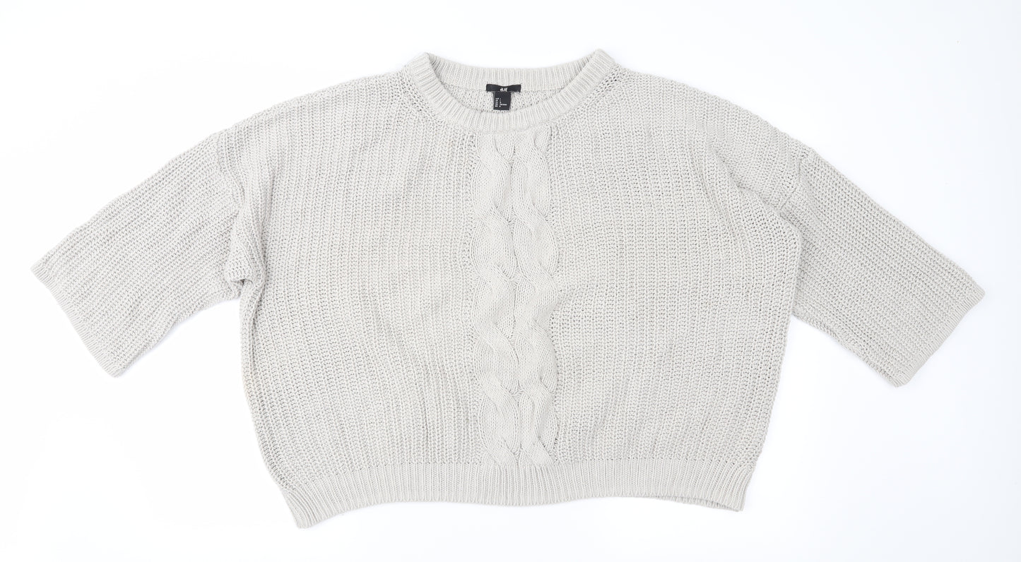 H&M Womens Beige  Knit Pullover Jumper Size L