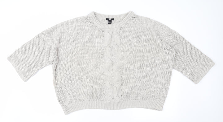 H&M Womens Beige  Knit Pullover Jumper Size L