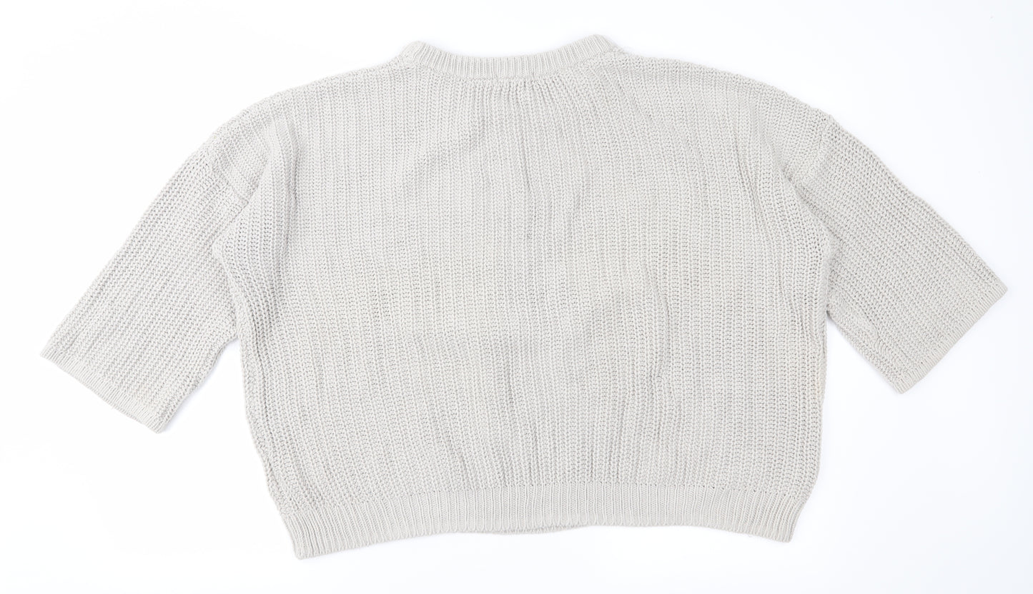H&M Womens Beige  Knit Pullover Jumper Size L