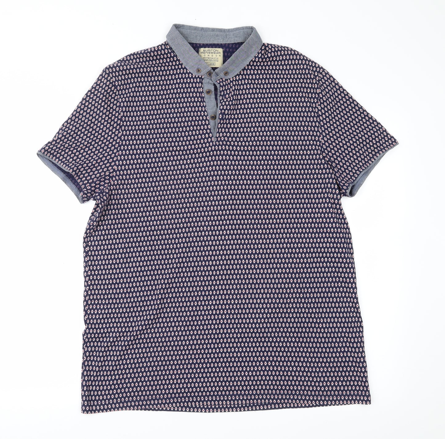 Burton Mens Blue Floral   Polo Size XL