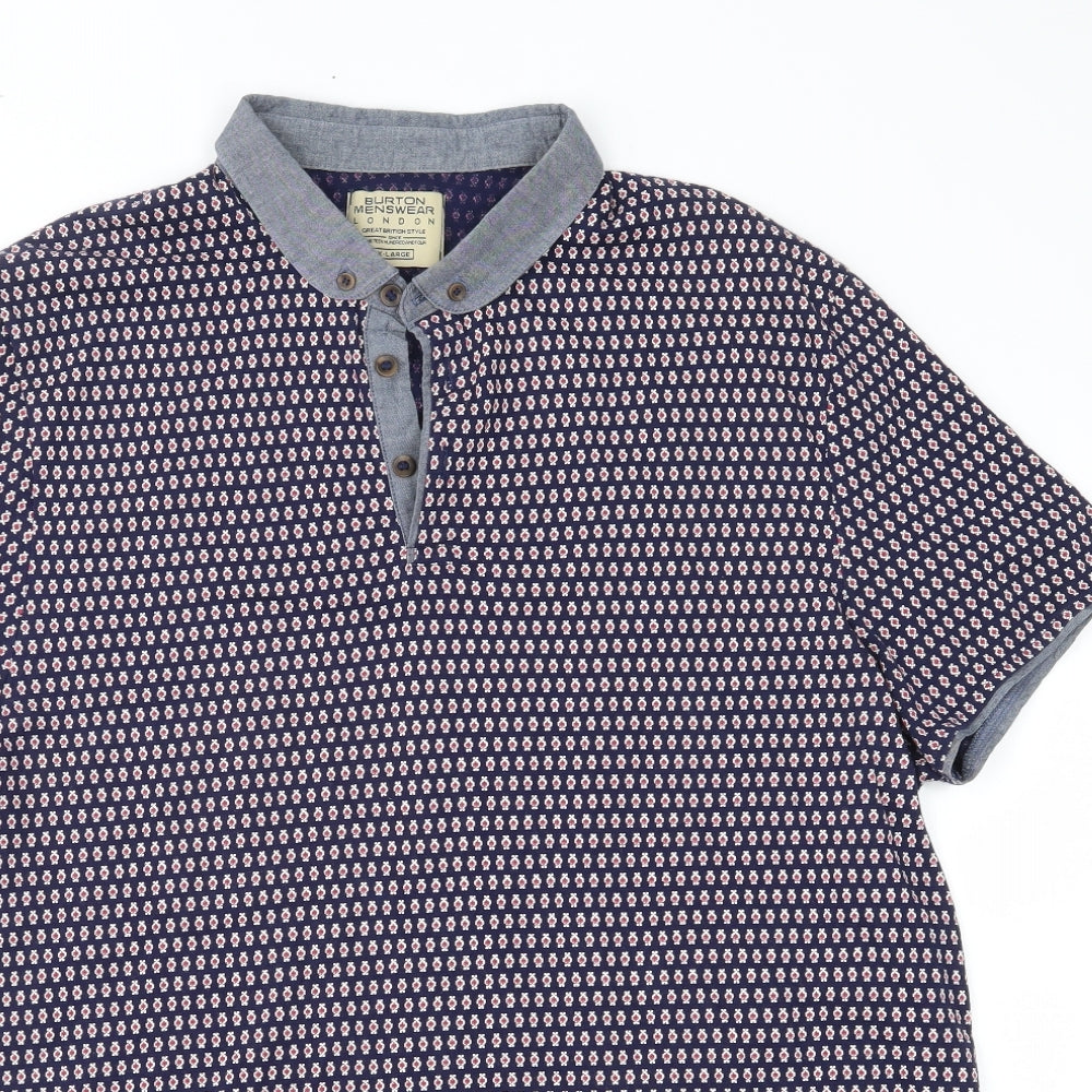 Burton Mens Blue Floral   Polo Size XL