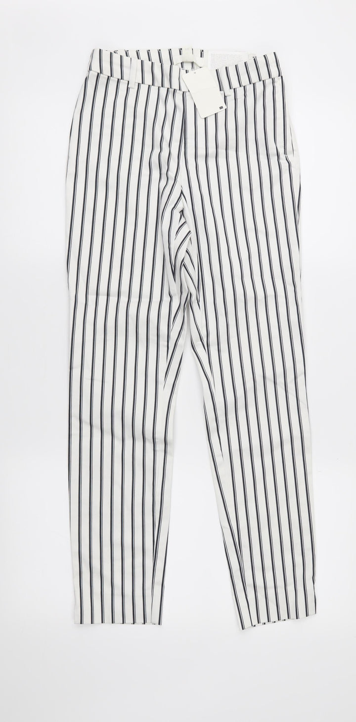 H&M Womens White Striped  Trousers  Size 6 L27 in