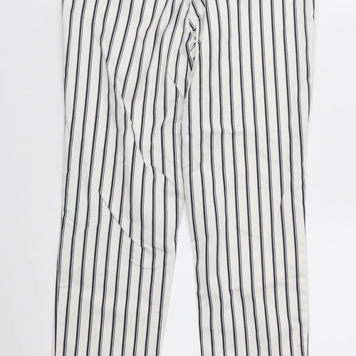 H&M Womens White Striped  Trousers  Size 6 L27 in