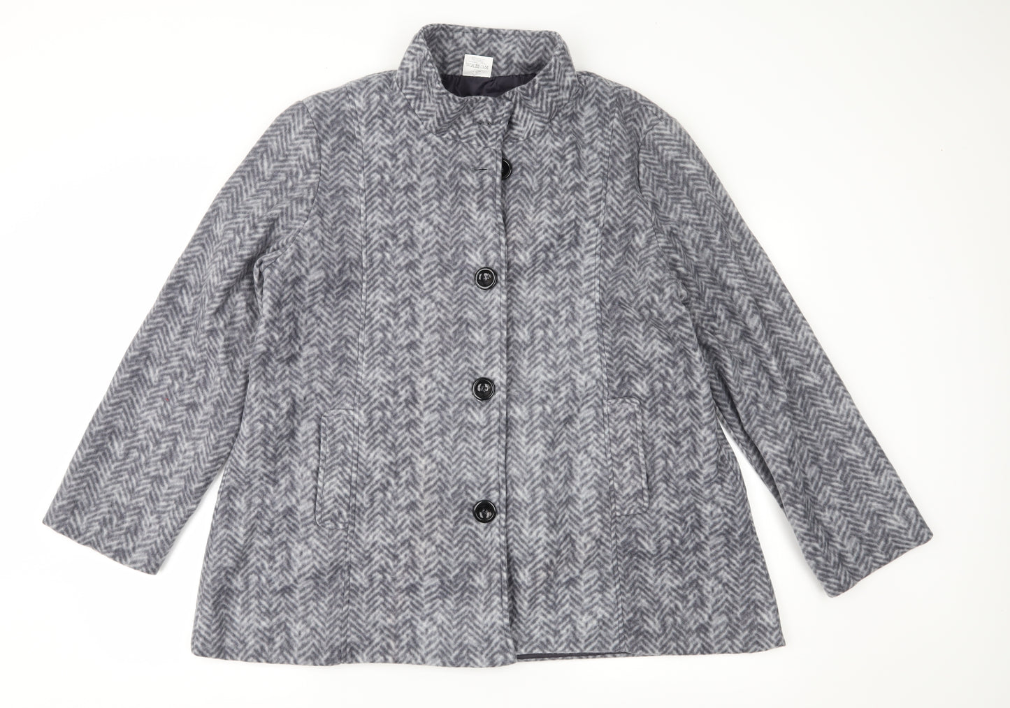Anne De Lancay Womens Grey Herringbone Fleece Jacket Coat Size L