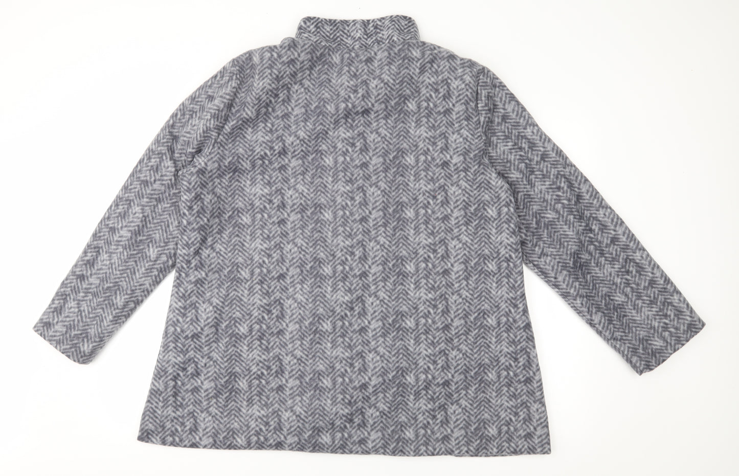 Anne De Lancay Womens Grey Herringbone Fleece Jacket Coat Size L