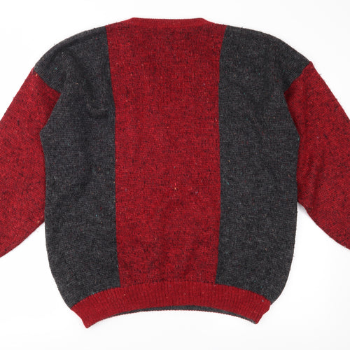 Gabicci Mens Red Geometric Knit Pullover Jumper Size XL