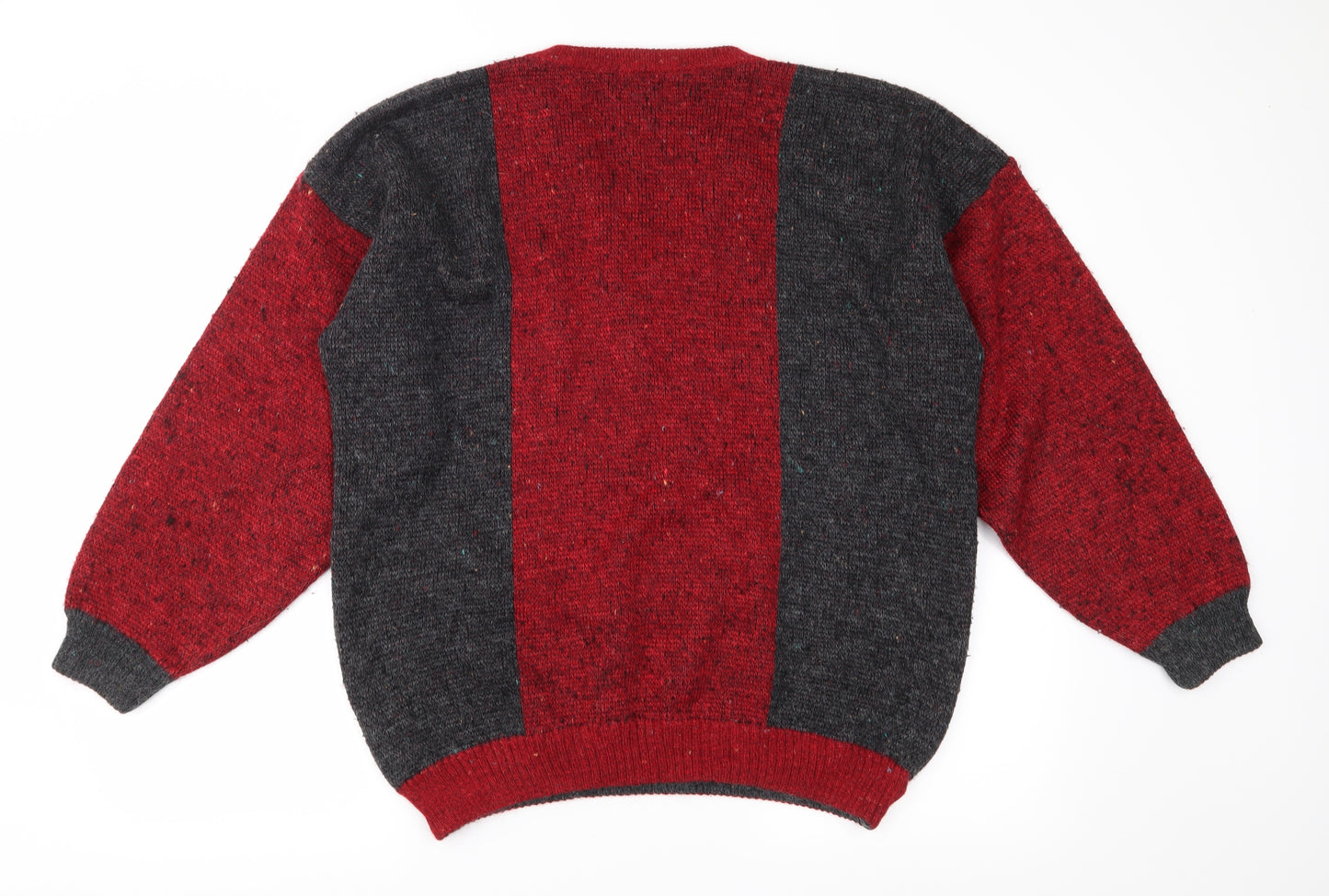 Gabicci Mens Red Geometric Knit Pullover Jumper Size XL