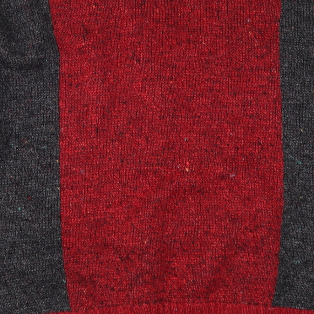 Gabicci Mens Red Geometric Knit Pullover Jumper Size XL