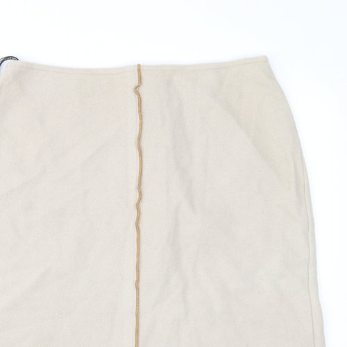 Topshop Womens Beige  Flannel Straight & Pencil Skirt Size 8