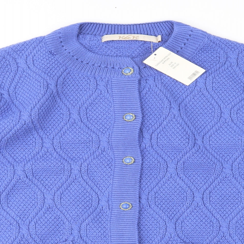 Vida Vi Womens Blue  Knit Cardigan Jumper Size 16