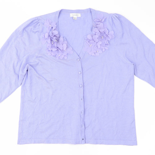 Nightingales Womens Purple  Knit Cardigan Jumper Size 16