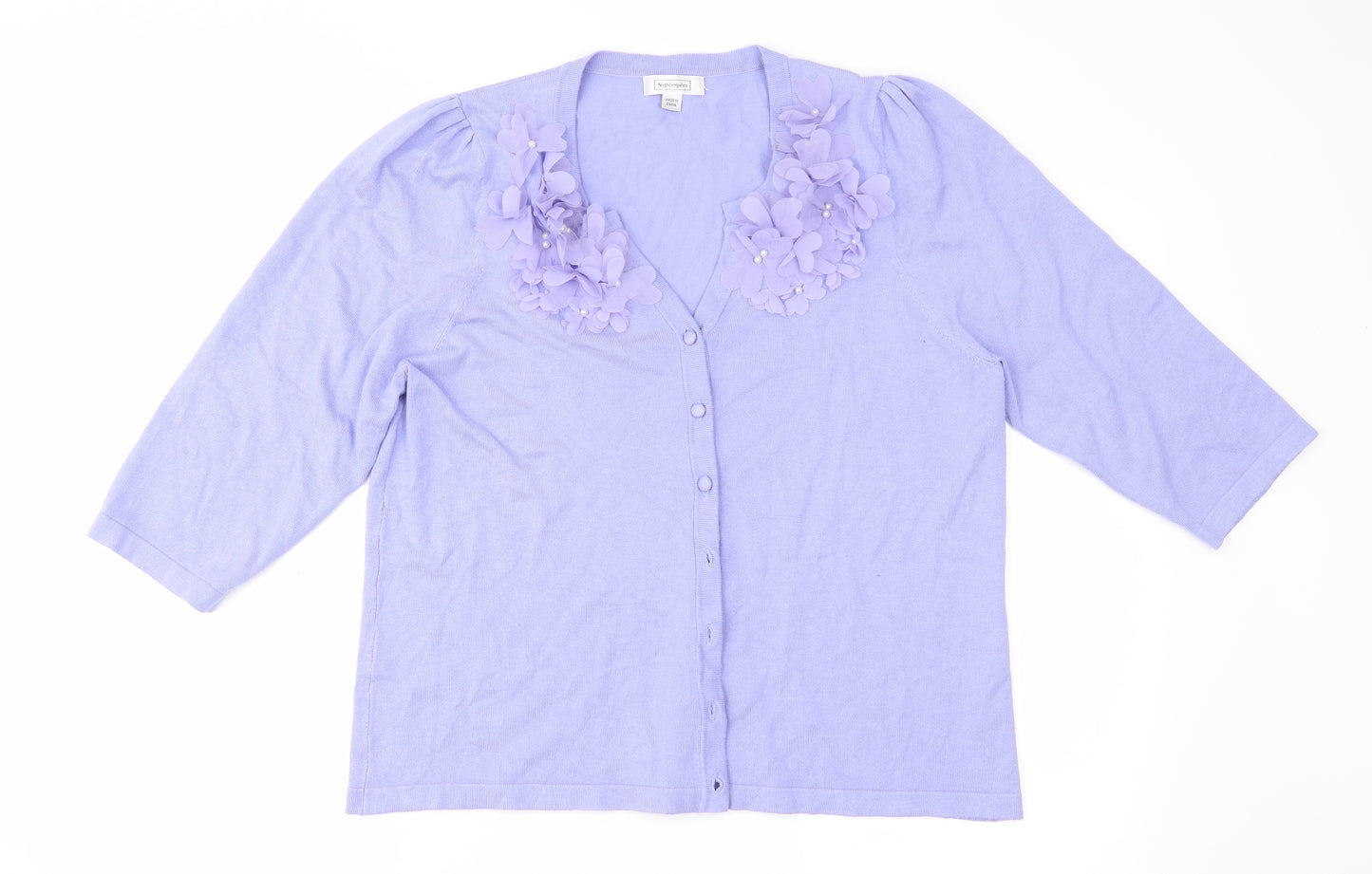 Nightingales Womens Purple  Knit Cardigan Jumper Size 16