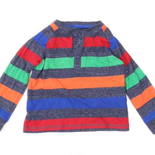 F&F Boys Blue Striped Jersey Basic T-Shirt Size 2-3 Years