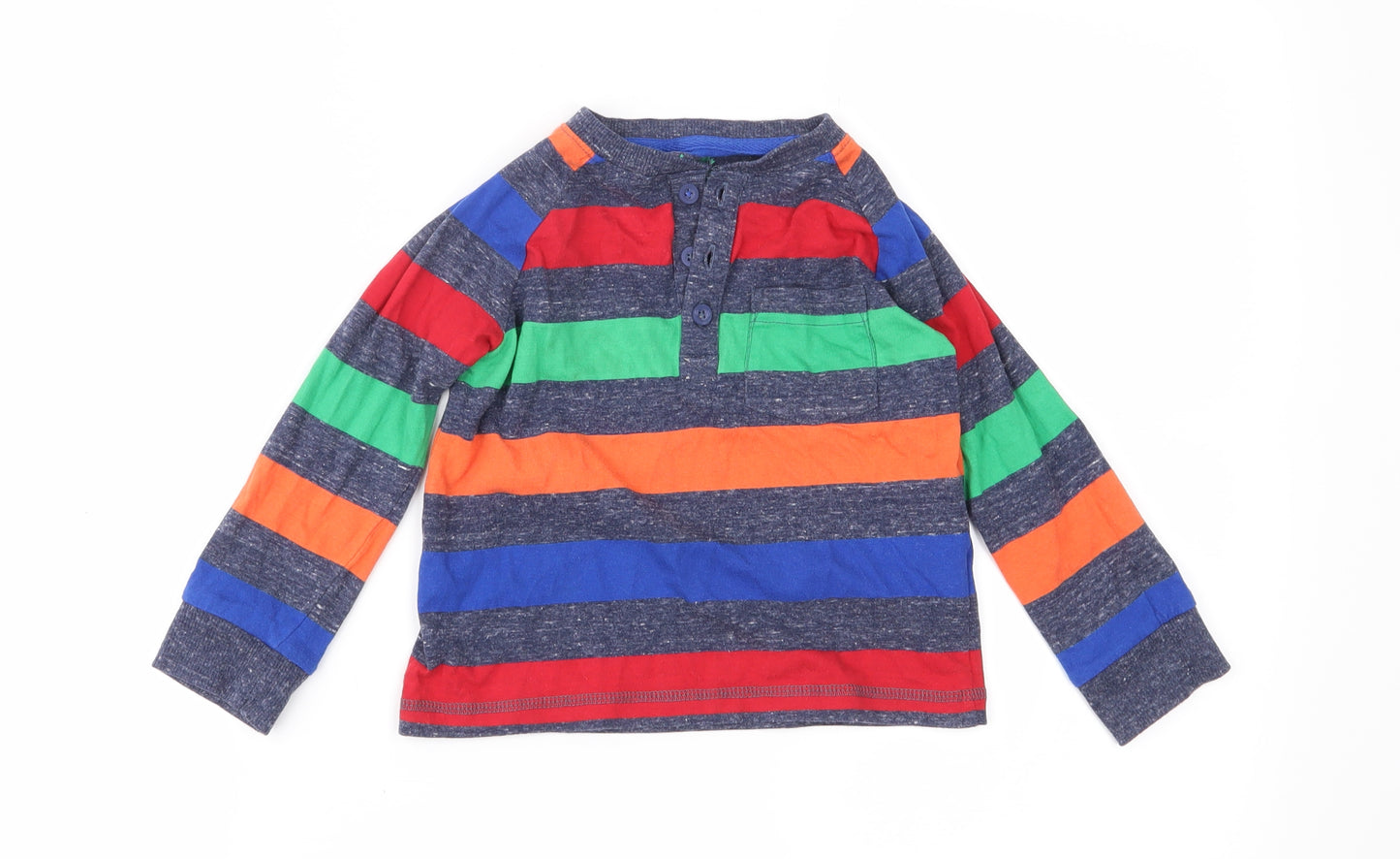 F&F Boys Blue Striped Jersey Basic T-Shirt Size 2-3 Years