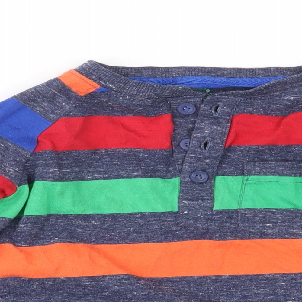 F&F Boys Blue Striped Jersey Basic T-Shirt Size 2-3 Years
