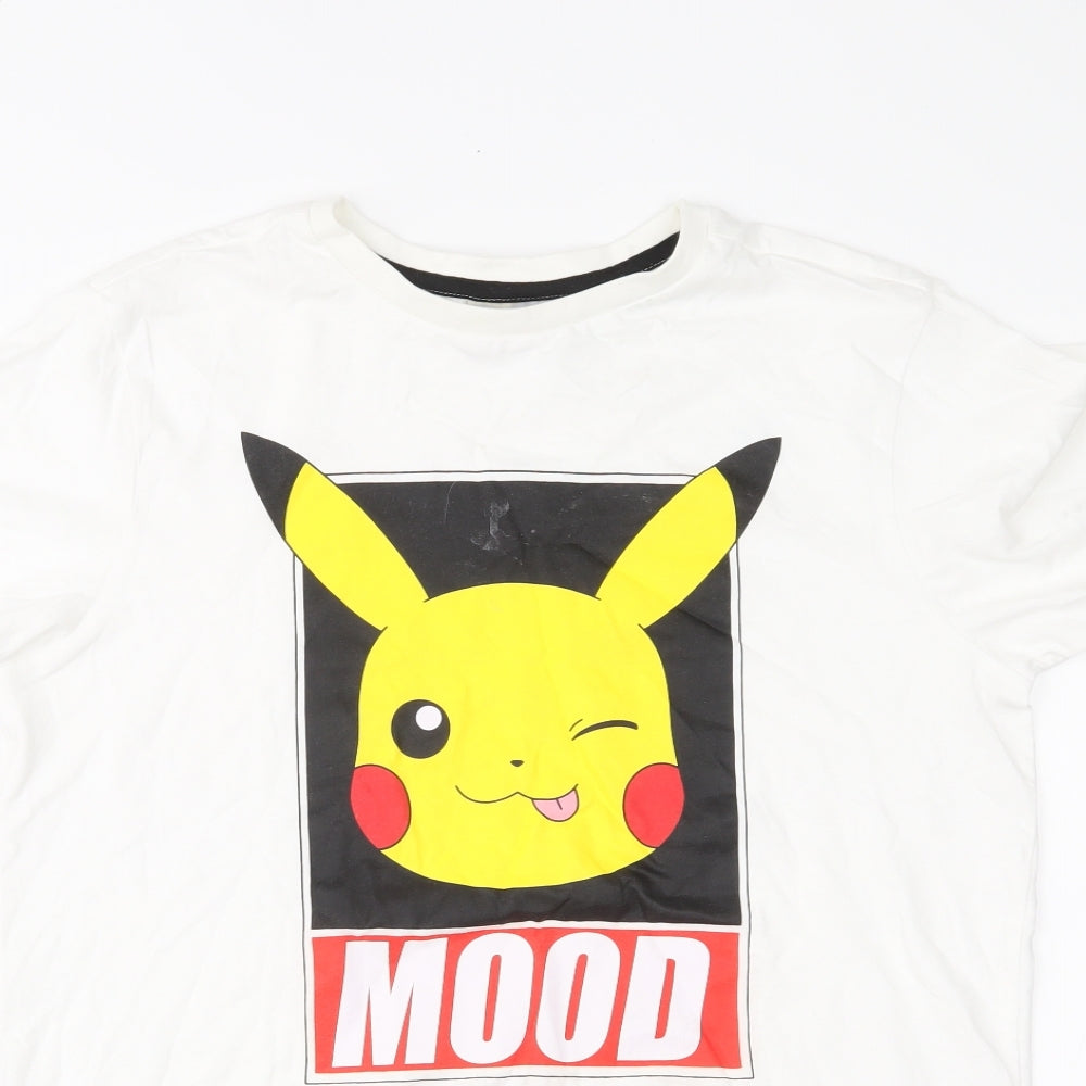 Pokemon Boys White  Jersey Basic T-Shirt Size 13-14 Years