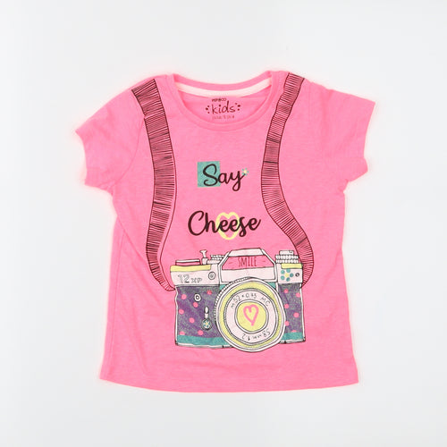 Pep & Co Girls Pink  Jersey Basic T-Shirt Size 3-4 Years  - Camera