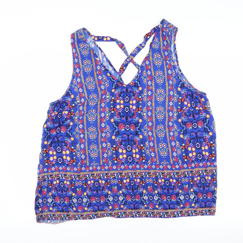 George Womens Blue Floral  Basic Blouse Size 22