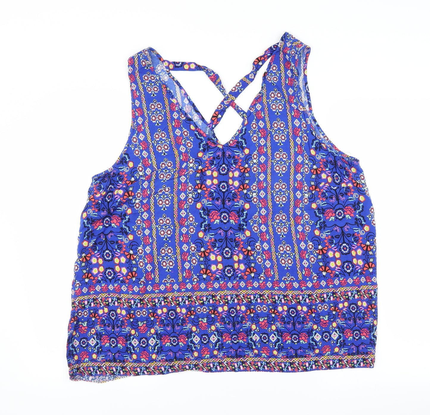 George Womens Blue Floral  Basic Blouse Size 22