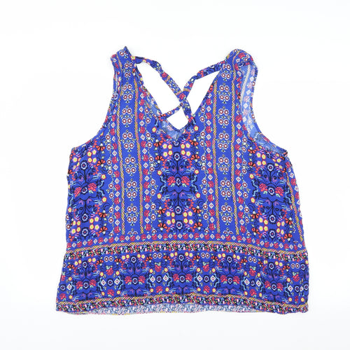George Womens Blue Floral  Basic Blouse Size 22