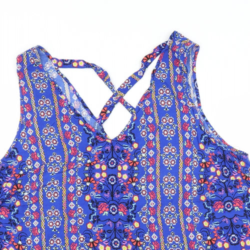 George Womens Blue Floral  Basic Blouse Size 22