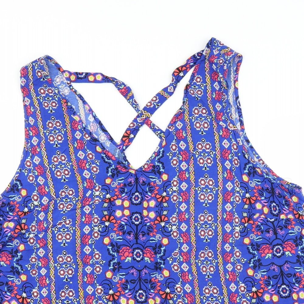 George Womens Blue Floral  Basic Blouse Size 22