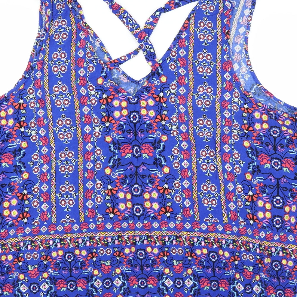George Womens Blue Floral  Basic Blouse Size 22