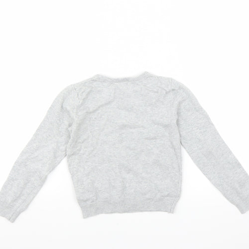 H&M Girls Grey   Pullover Jumper Size 4-5 Years  - heart print