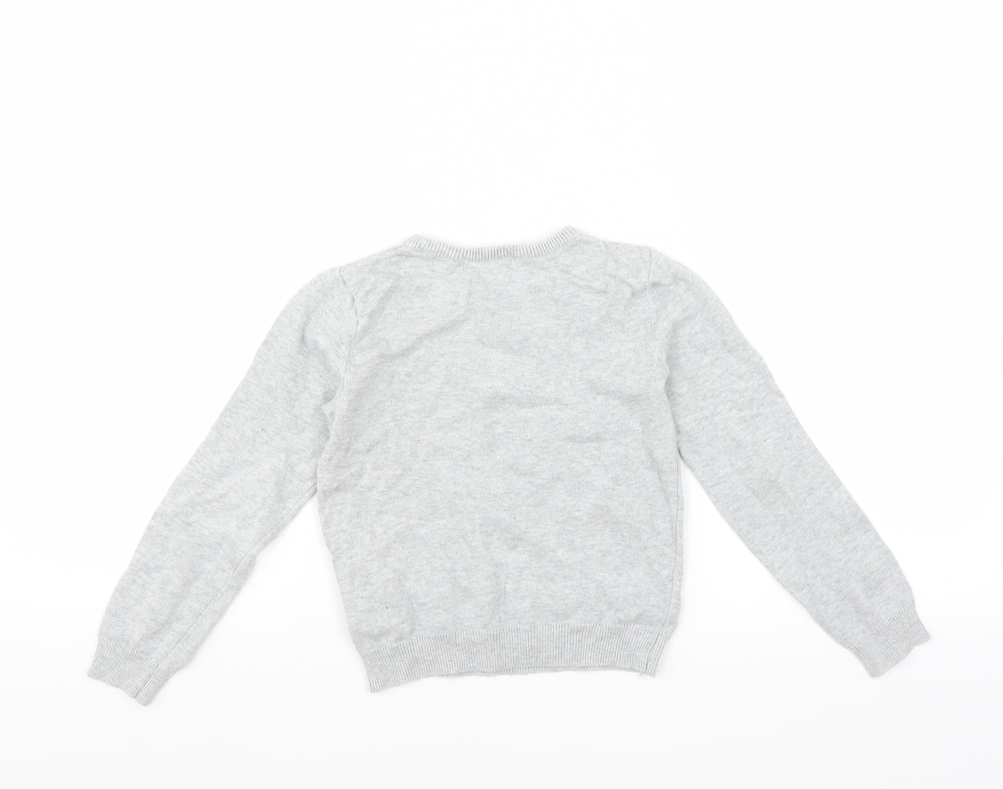 H&M Girls Grey   Pullover Jumper Size 4-5 Years  - heart print