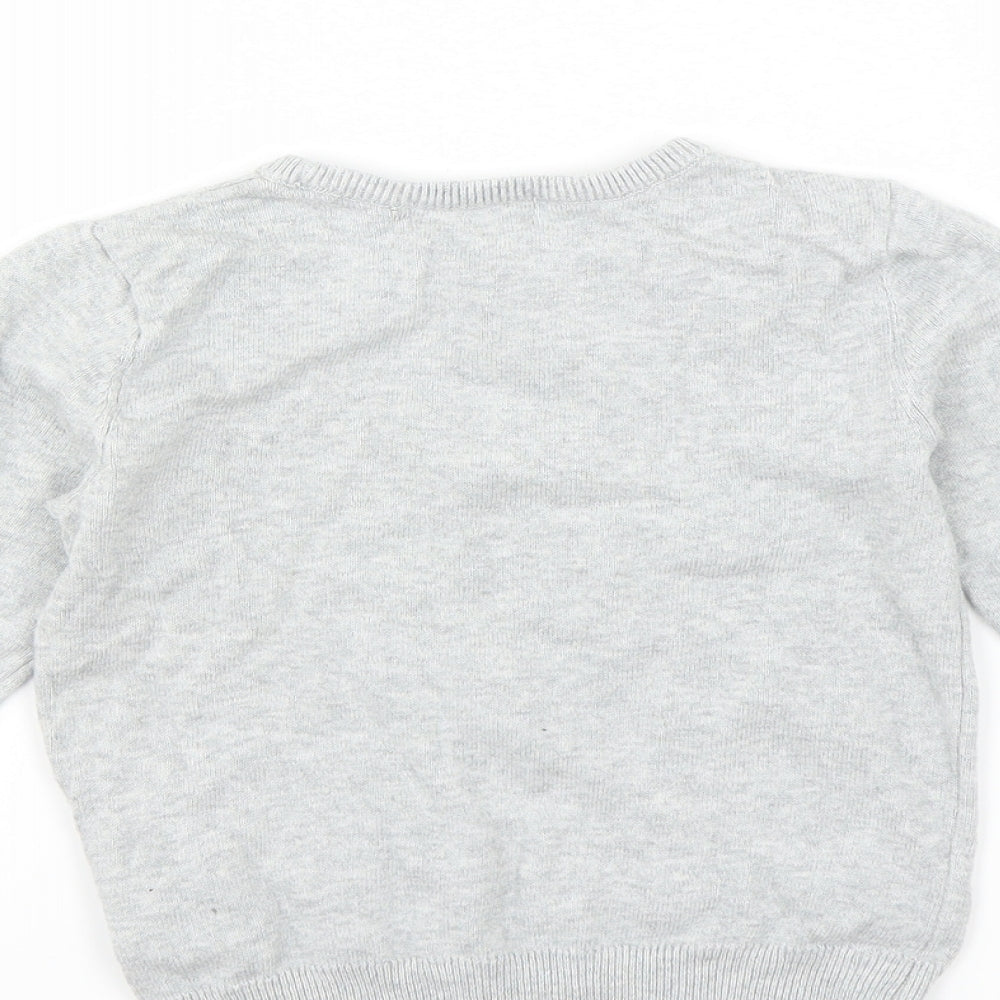 H&M Girls Grey   Pullover Jumper Size 4-5 Years  - heart print