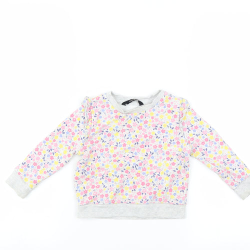 George Girls Grey Floral  Pullover Jumper Size 12-18 Months
