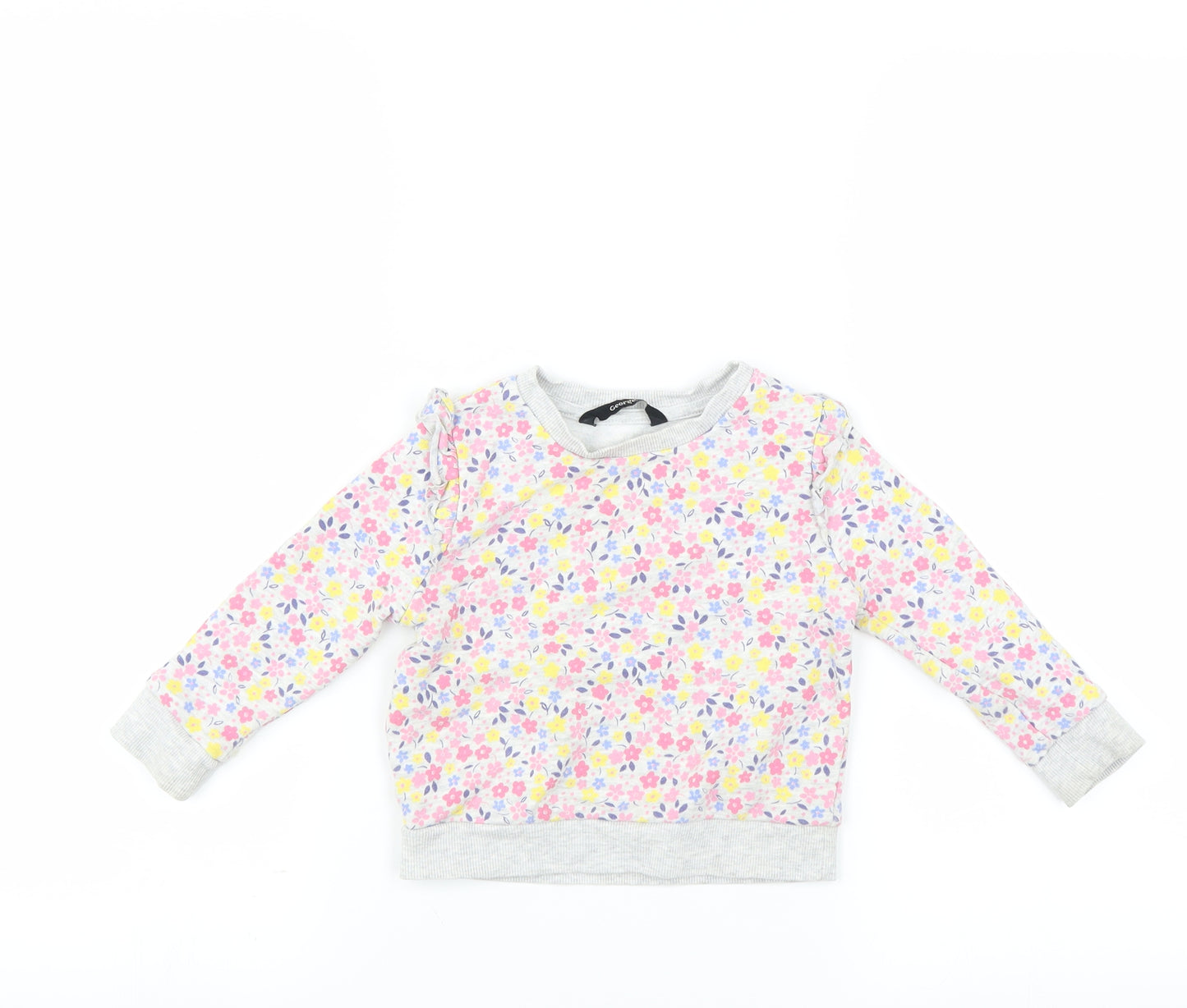 George Girls Grey Floral  Pullover Jumper Size 12-18 Months