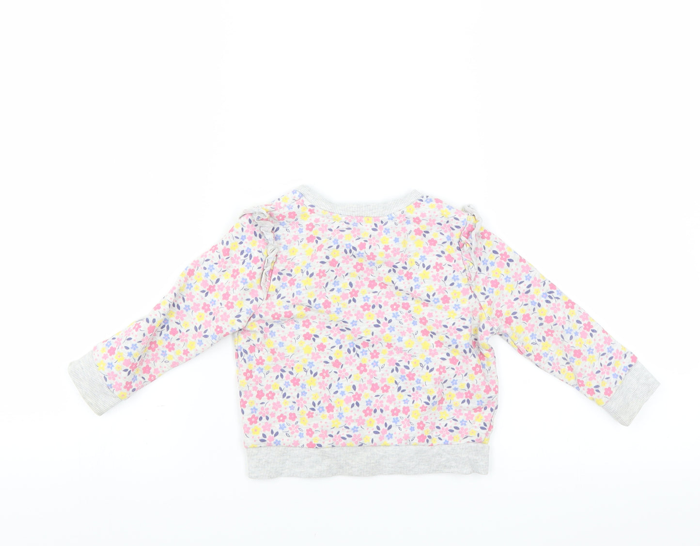 George Girls Grey Floral  Pullover Jumper Size 12-18 Months