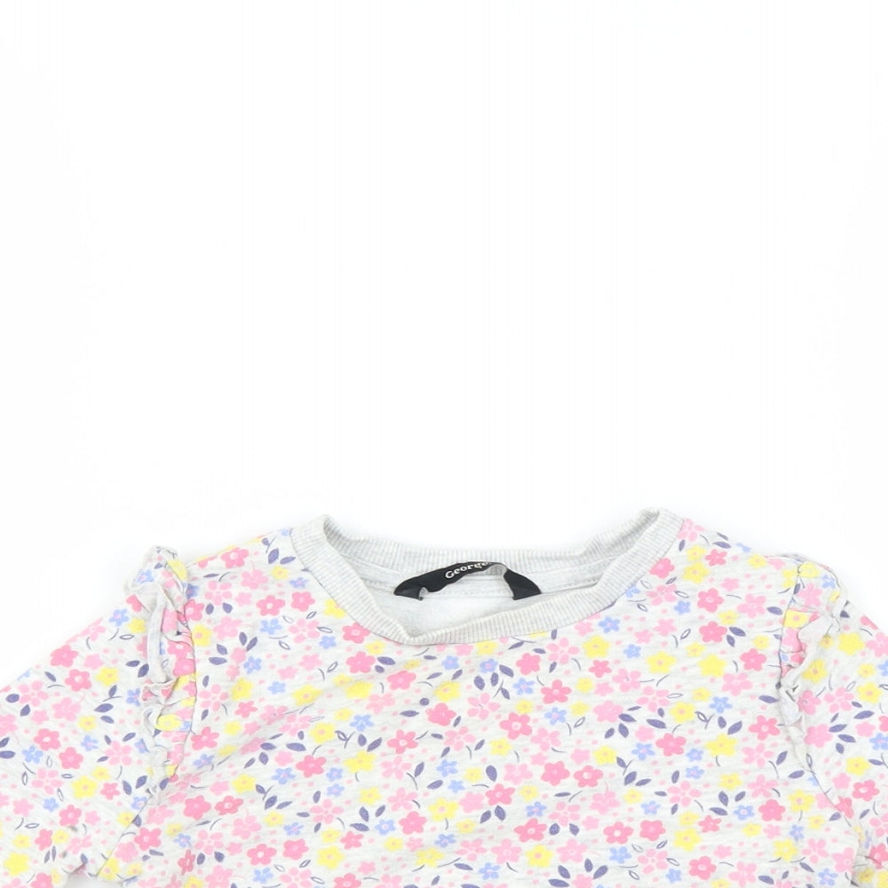 George Girls Grey Floral  Pullover Jumper Size 12-18 Months