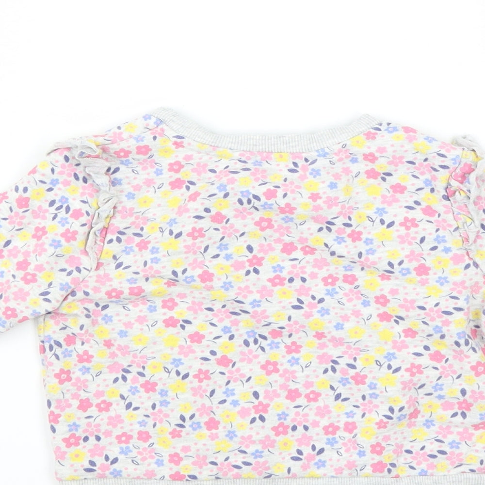 George Girls Grey Floral  Pullover Jumper Size 12-18 Months