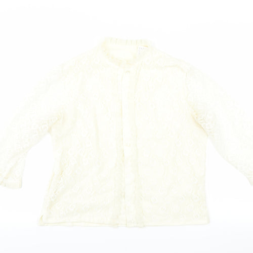 Preworn Womens Ivory Floral  Basic Blouse Size S  - lace detail