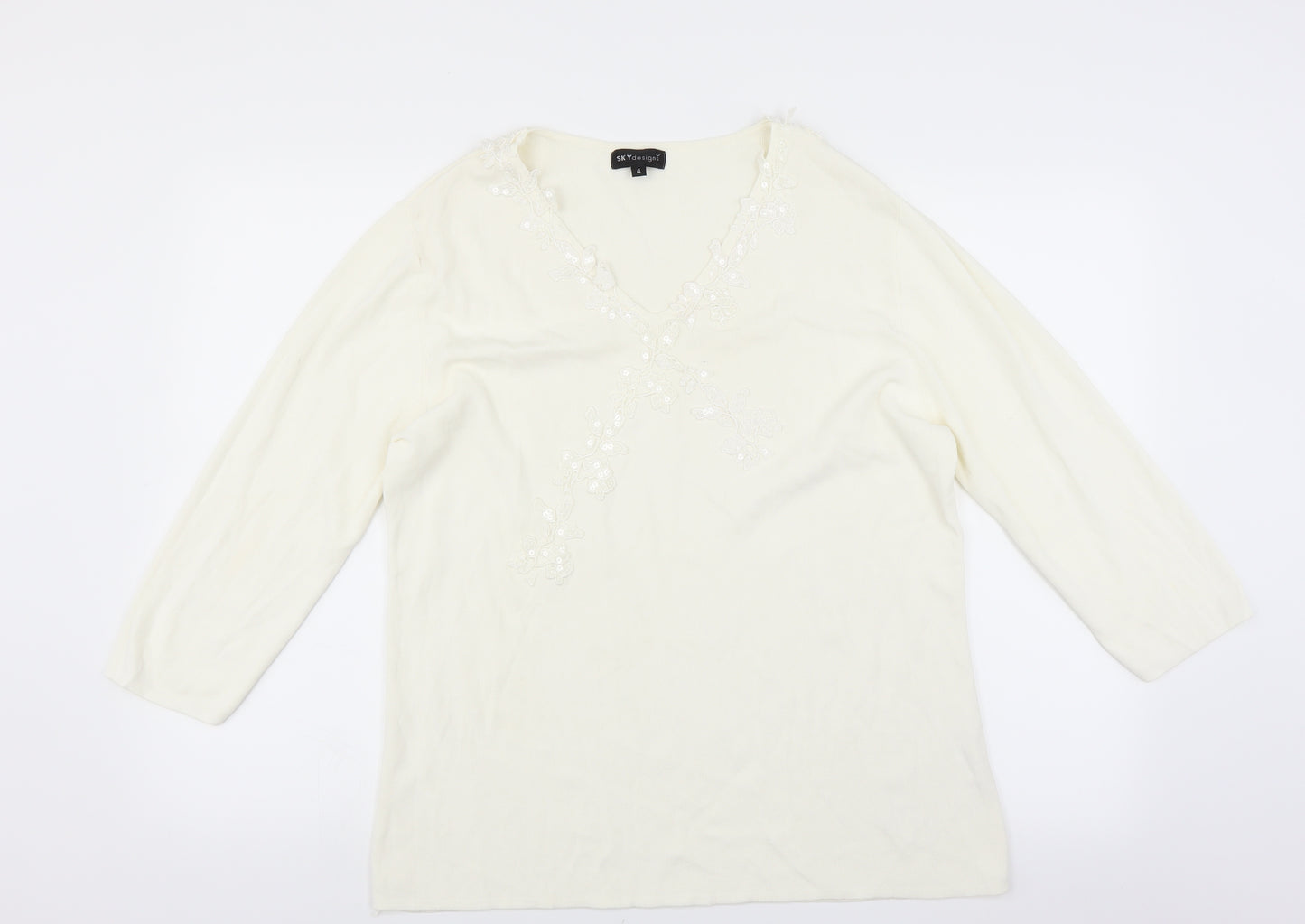 Sky Designs Womens White   Basic Blouse Size L