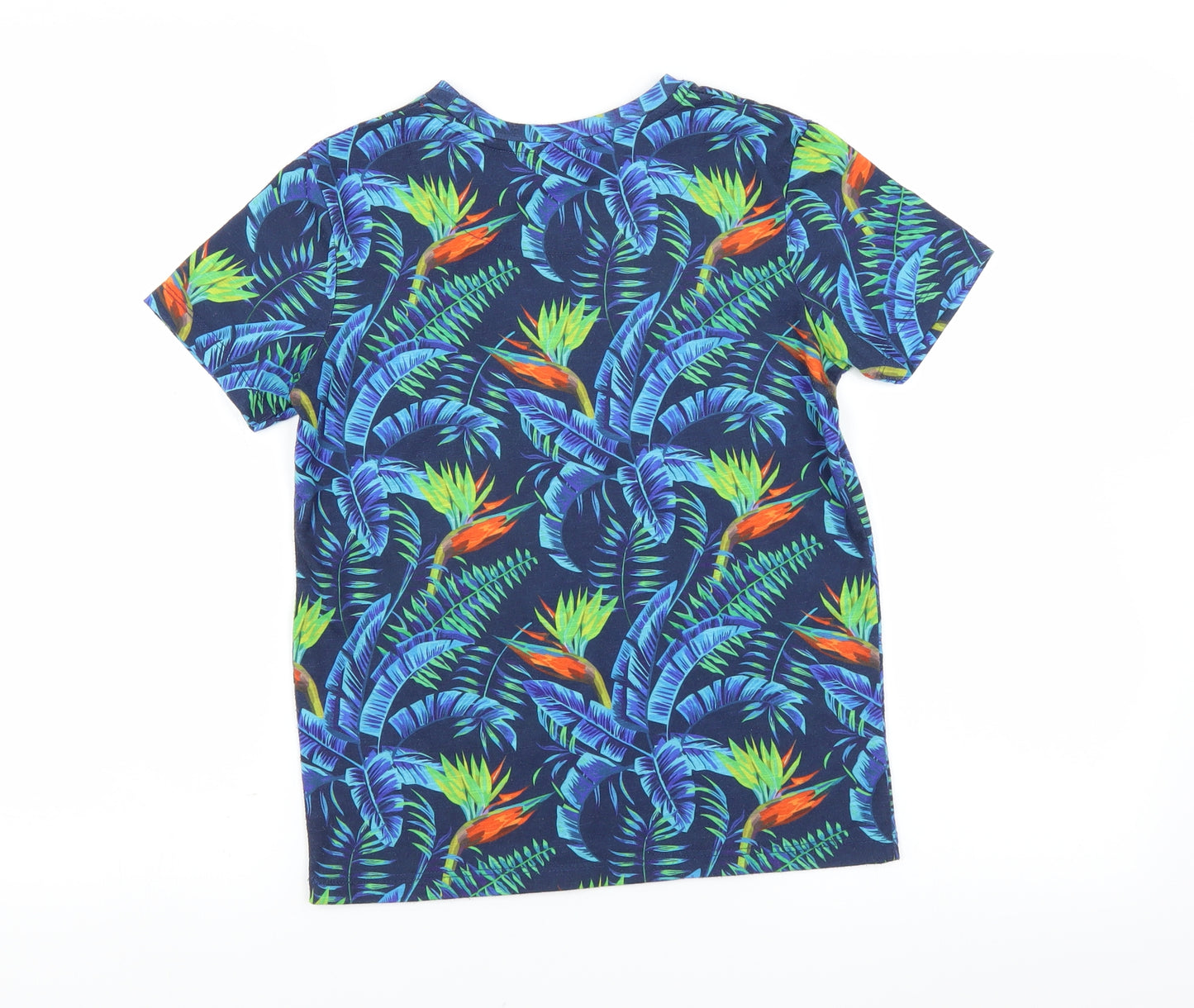 George Boys Blue   Basic T-Shirt Size 9-10 Years  - leaf print