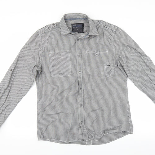 NEXT Mens Grey Striped   Dress Shirt Size M