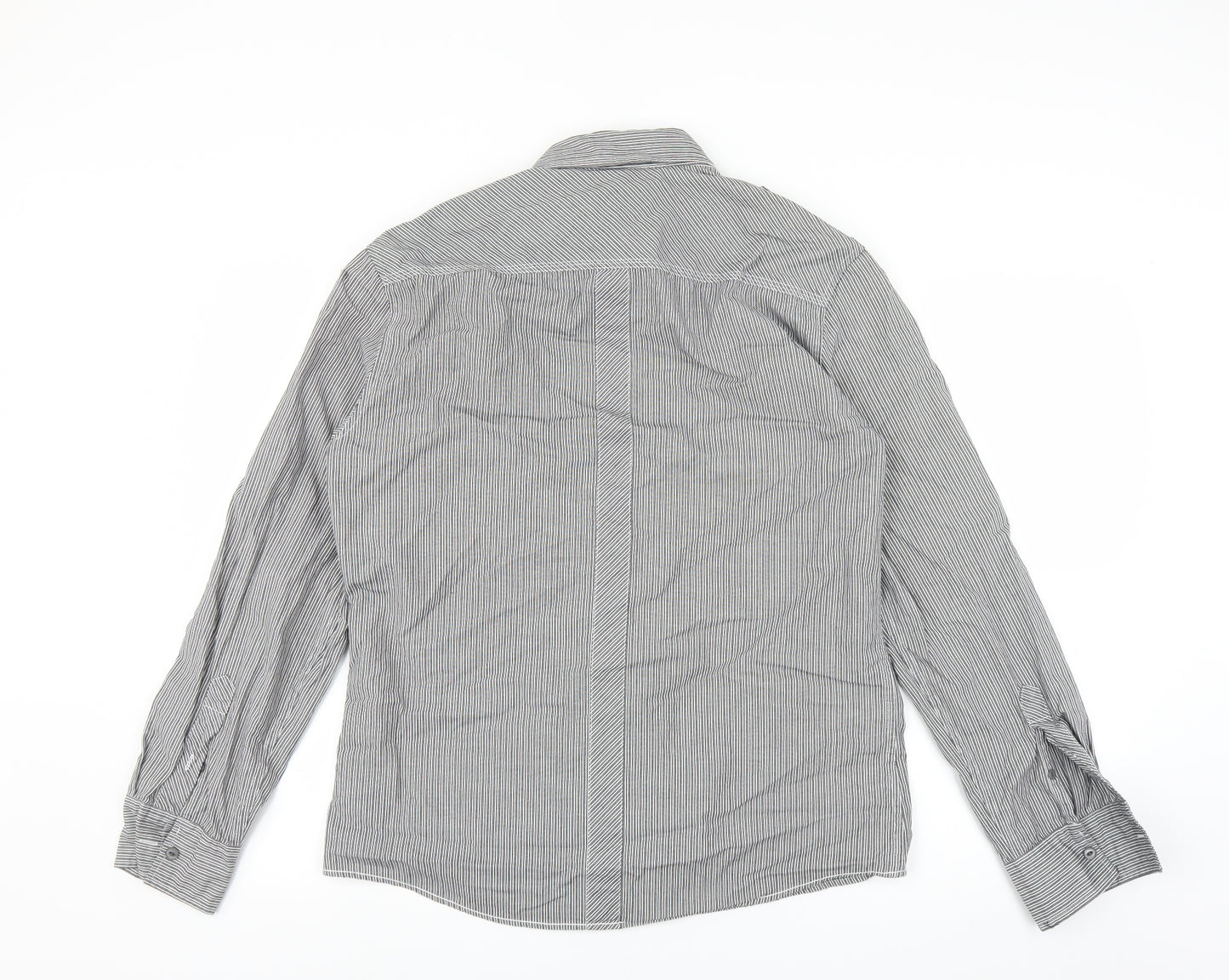 NEXT Mens Grey Striped   Dress Shirt Size M