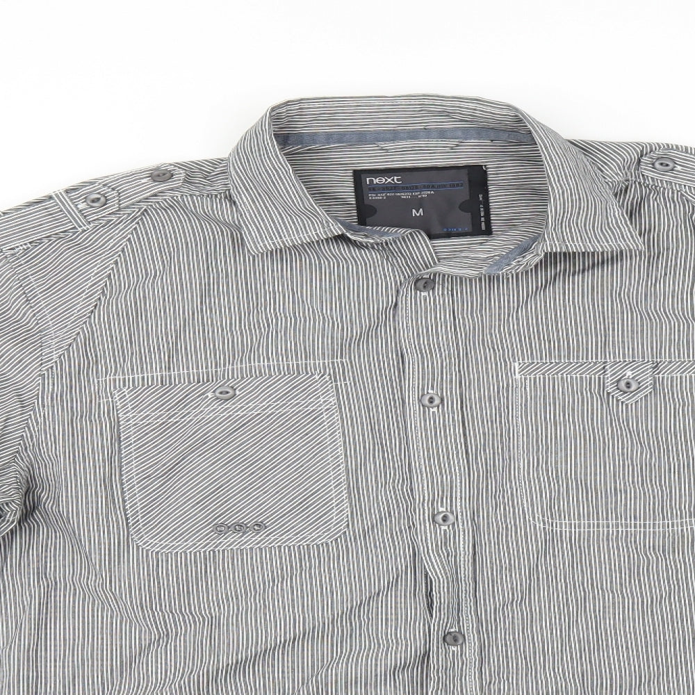 NEXT Mens Grey Striped   Dress Shirt Size M