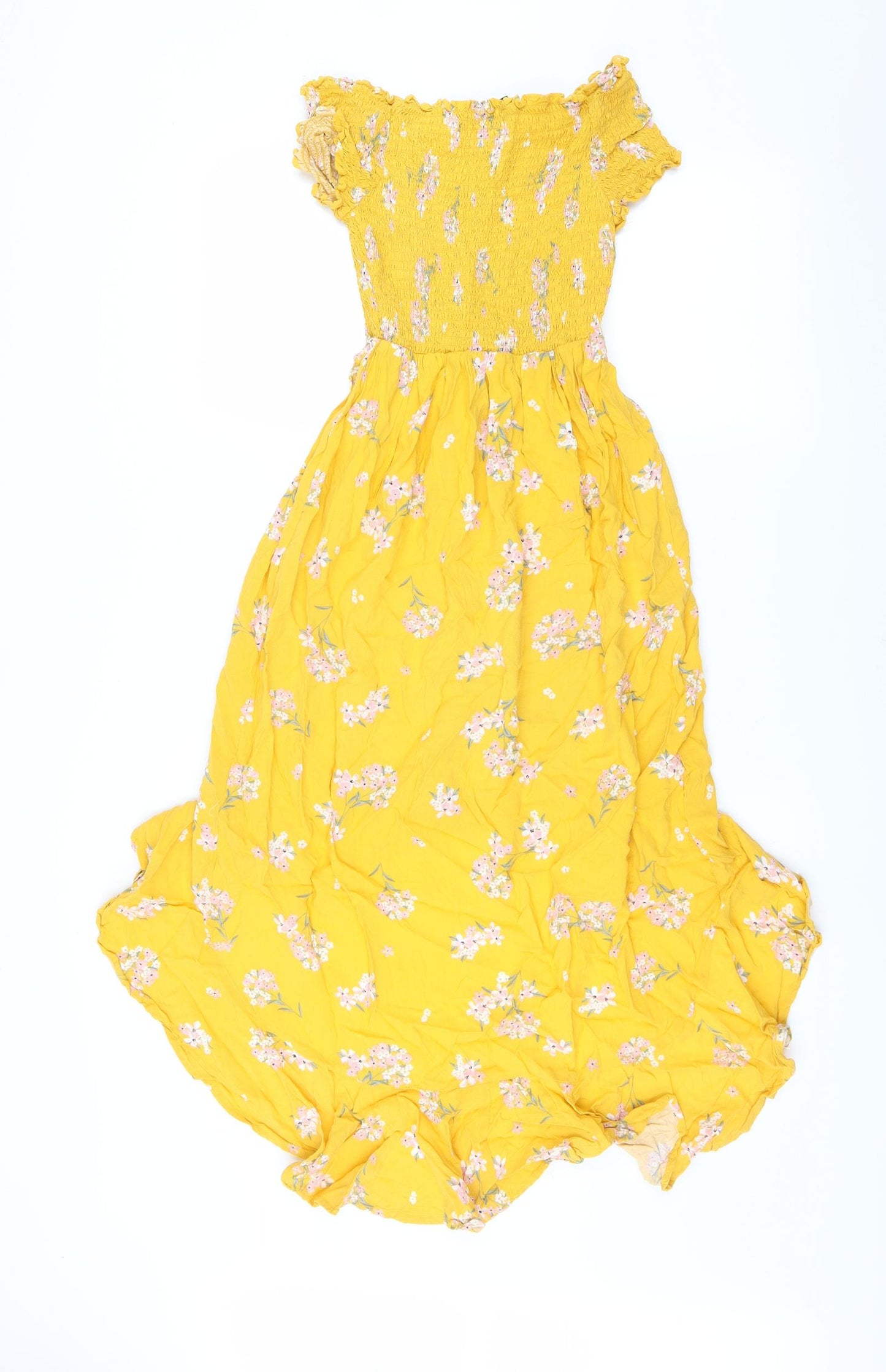 New Look Girls Yellow Floral  Fit & Flare  Size 14 Years
