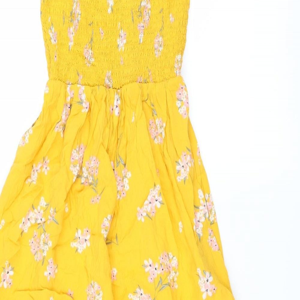 New Look Girls Yellow Floral  Fit & Flare  Size 14 Years