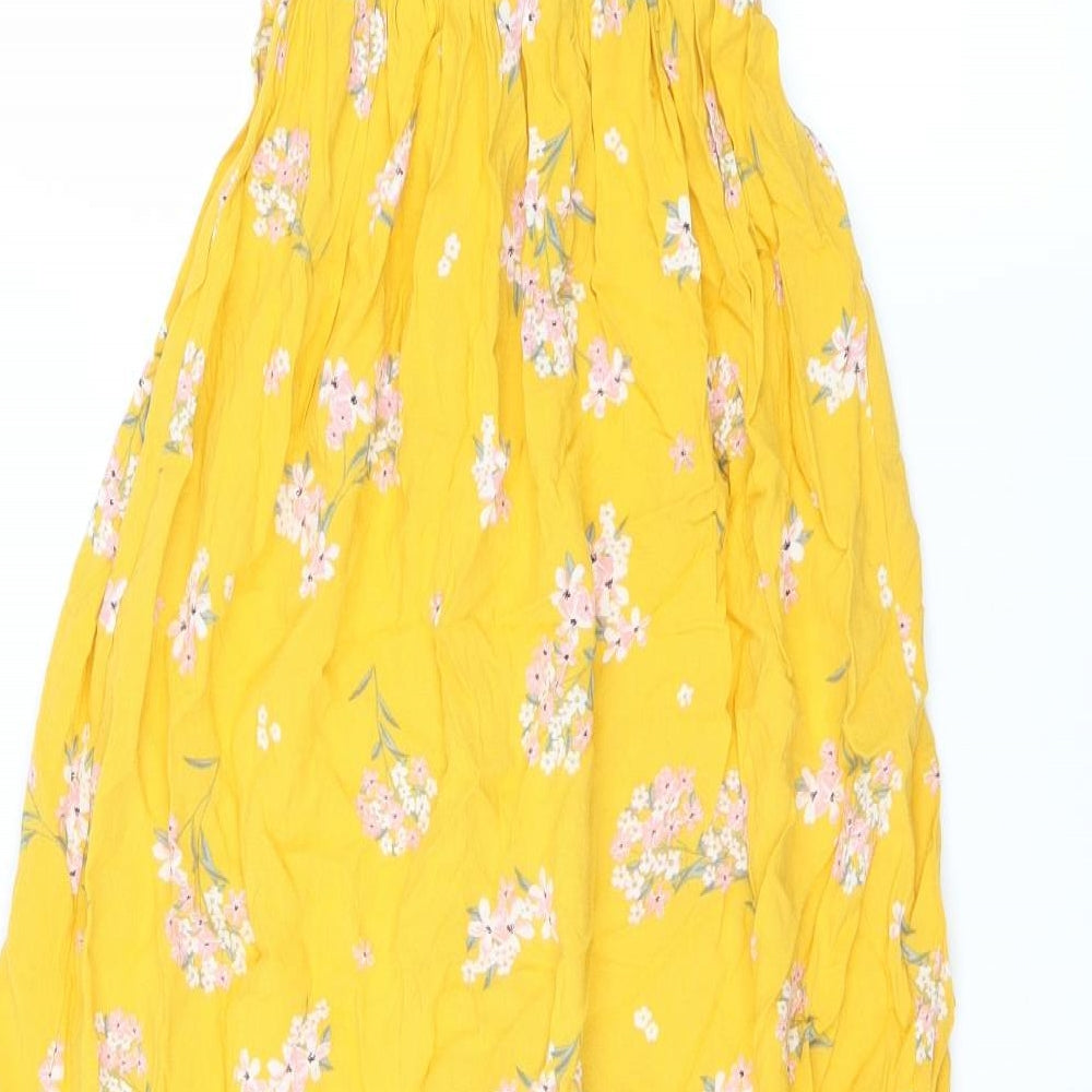 New Look Girls Yellow Floral  Fit & Flare  Size 14 Years